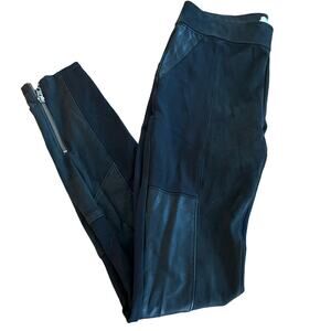 Anthropologie Black Faux Leather Pull On Legging Pants Ankle Zip Size 26